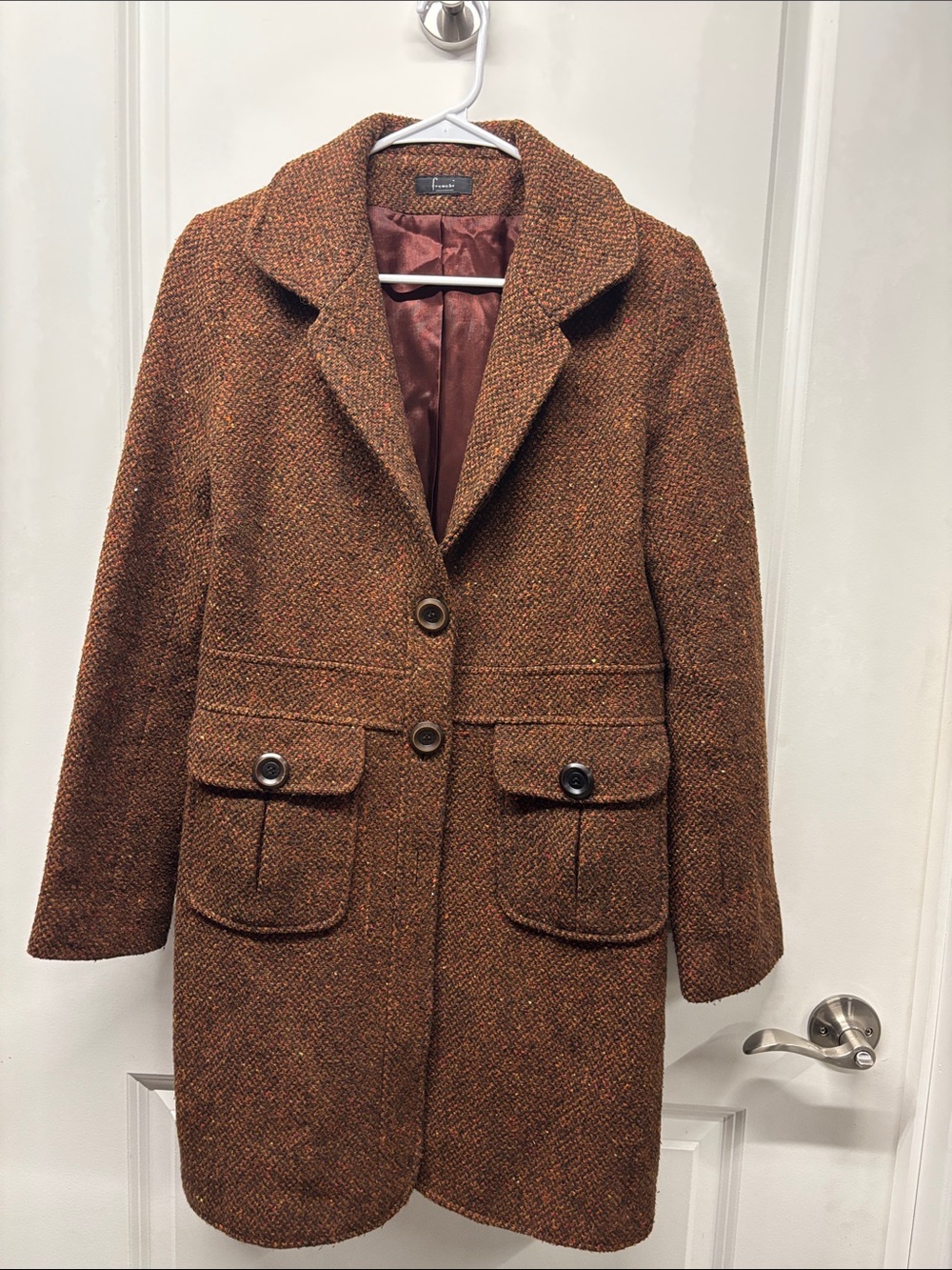 Classic Women's Brown Tweed Coat - Brand: frenchi